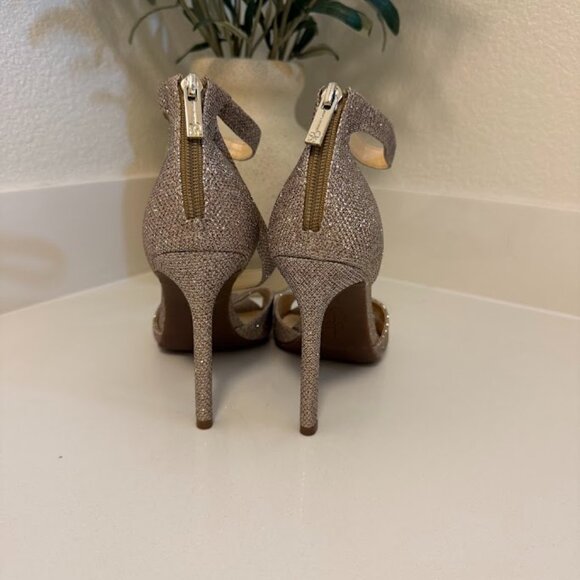 Jessica Simpson Gold Glitter Strappy Heels – Rayli 2 Stilettos, Size 8.5 - Picture 3 of 4